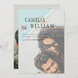 TEAL DE RSVP DE CÓDIGO QR DO Convite de casamento 