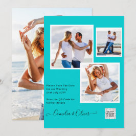 TEAL DE RSVP DE CÓDIGO QR DO Convite de casamento