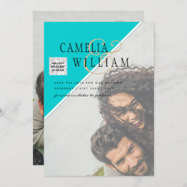 TEAL DE RSVP DE CÓDIGO QR DO Convite de casamento 