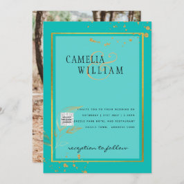 TEAL DE RSVP DE CÓDIGO QR DO Convite de casamento 