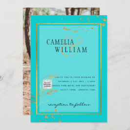 TEAL DE RSVP DE CÓDIGO QR DO Convite de casamento 