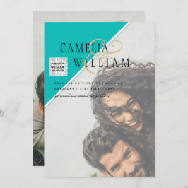 TEAL DE RSVP DE CÓDIGO QR DO Convite de casamento 