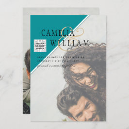 TEAL DE RSVP DE CÓDIGO QR DO Convite de casamento 