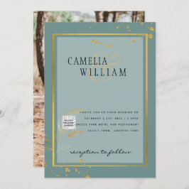 TEAL DE RSVP DE CÓDIGO QR DO Convite de casamento 