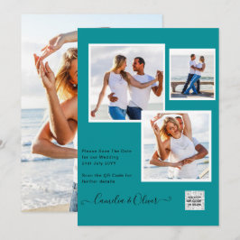 TEAL DE RSVP DE CÓDIGO QR DO Convite de casamento 