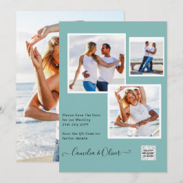 TEAL DE RSVP DE CÓDIGO QR DO Convite de casamento 