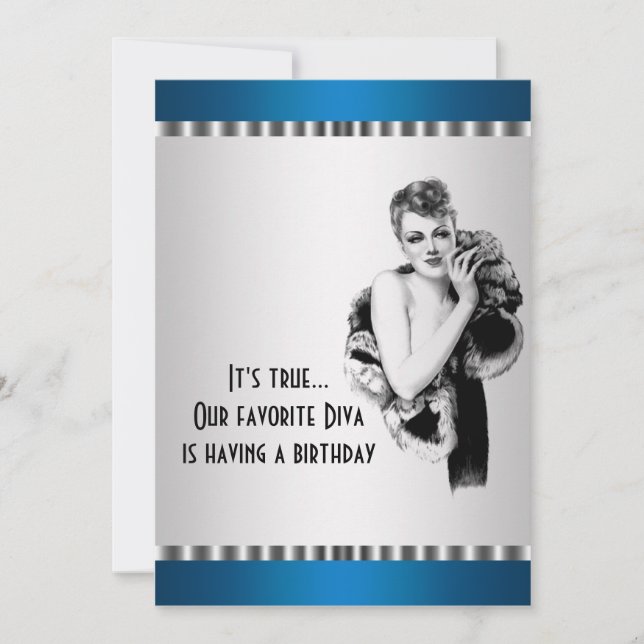 Teal Diva Convite de aniversário (Frente)