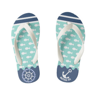 Teal do Mar Náutico. Chinelos de criança
