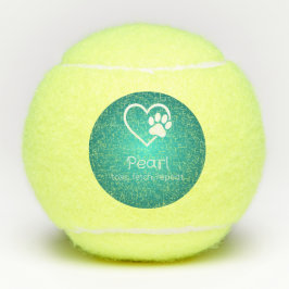 Teal Dog Name Tennis Ball 'toss, fetch, repeat'