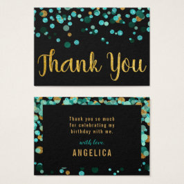 Teal Dourado Confetti Black Birthday Obrigado
