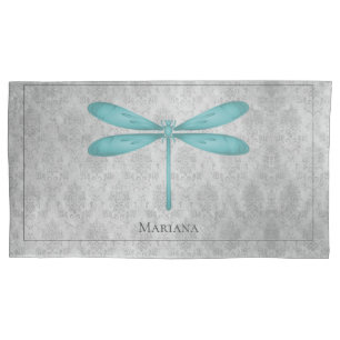 Teal Dragonfly Damask