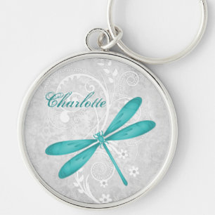 Teal Dragonfly Personalizada Chaveiro