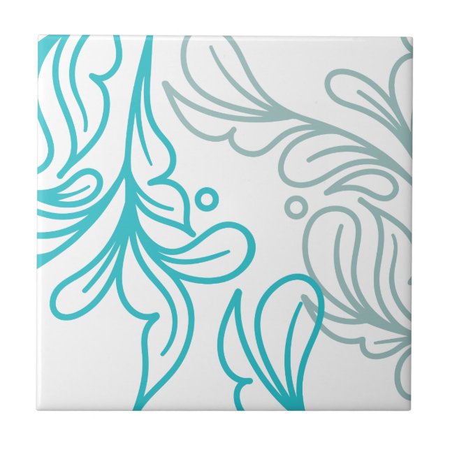 Teal e Cinza Boho Leaf Design (Frente)