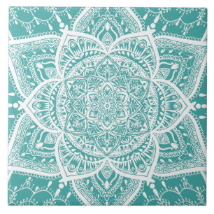 Teal e White Mandala - Loergann em Blue Spruce