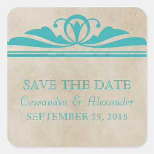 Teal Elegant Deco Salve os adesivos de Data