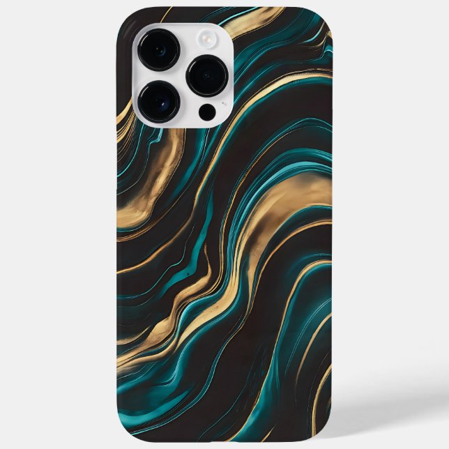 Teal Elegante e fluxo de Abstrato Dourado (Verso)