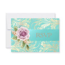 Teal Elegante e RSVP de Lavanda Dourada