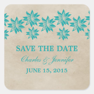 Teal Floral Vintage Salvar os adesivos de Data