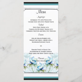 Teal Floral Watercolor Menu Weding