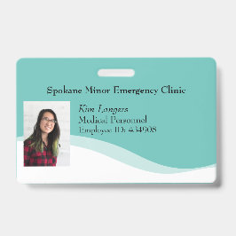 Teal Genérico do Crachá de Foto do ID Horizontal