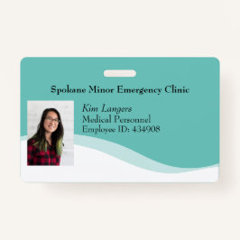 Teal Genérico do Crachá de Foto do ID Horizontal