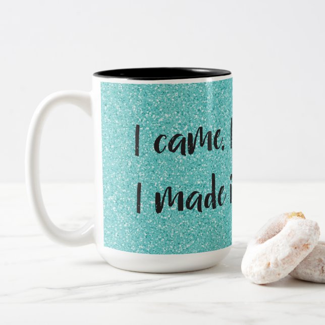Teal Glitter Eu O Fiz Uma Caneca De Café Encantada (Com Donut)