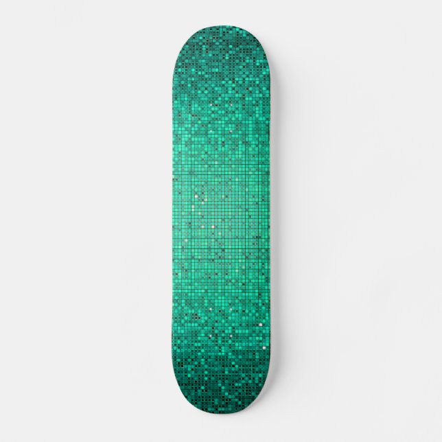 Teal Glitter Sequin Disco Glitz Comp skate (Frente)