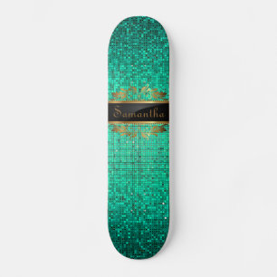 Teal Glitter Sequin Disco Glitz Comp skate