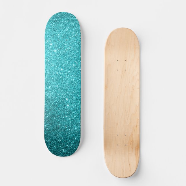 Teal Glitter Skateboard (Frente)