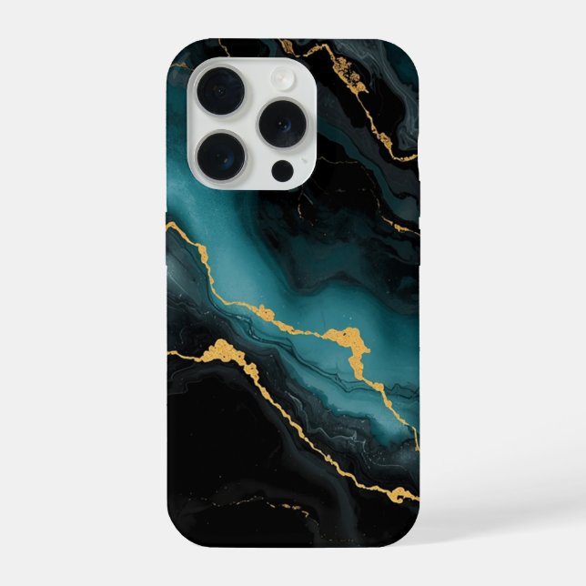 Teal & Gold Marble Luxe Phone Case (Verso)
