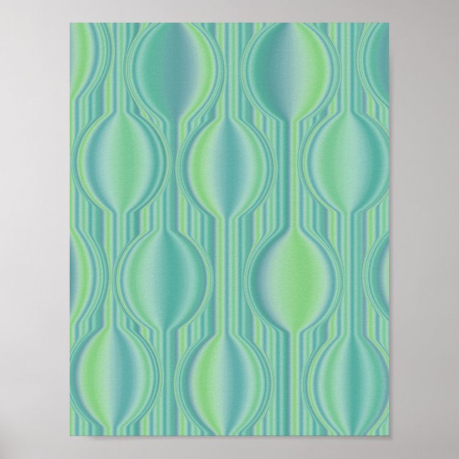 Teal Green Art Deco Geometric Wall Poster (Frente)