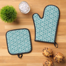 Teal Green Blue White Mitt e Potes