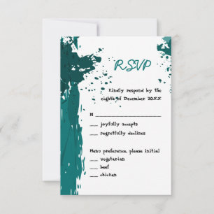 Teal Green Paint Splatter - RSVP de Convite