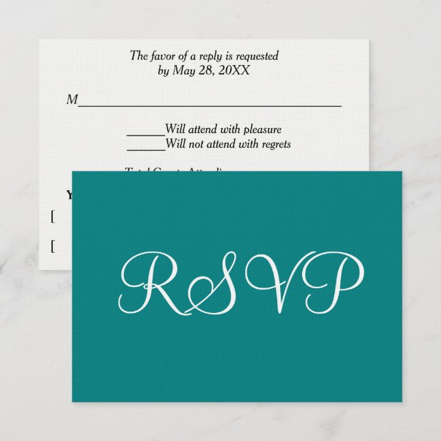 Teal Green Wedding RSVP (Frente/Verso)