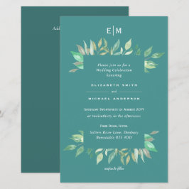 Teal Greenery deixa Convites de casamento de orçam