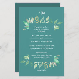 Teal Greenery deixa Convites de casamento de orçam