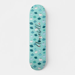 Teal Lotus Flower Water Budista Skateboard