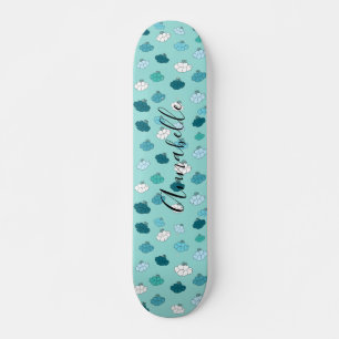 Teal Lotus Flower Water Budista Skateboard