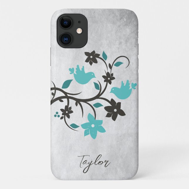 Teal Lovebird Personalizado Case-Mate capas de iph (Verso)