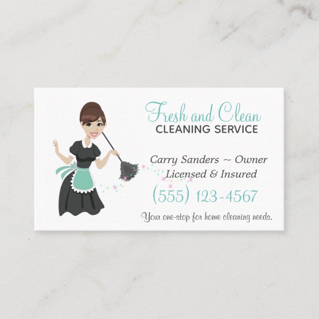 Teal Maid House Clearing Service Cartão de visita (Frente)