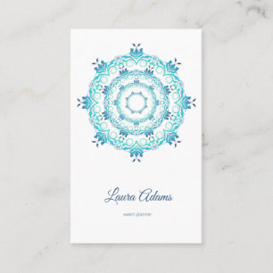 Teal Mandala. Texto. Cartão de Visita Quadrado