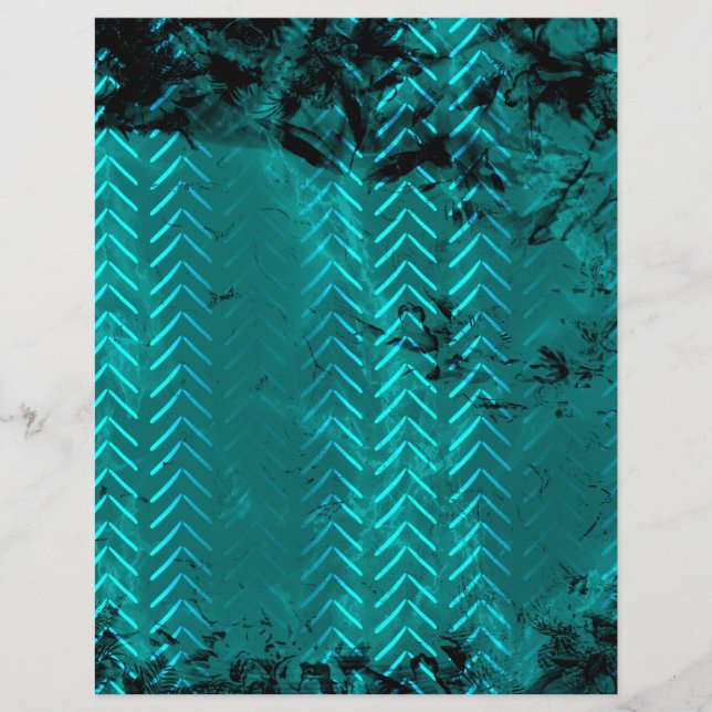 Teal Marble Chevron Scrapbook Paper (Frente)