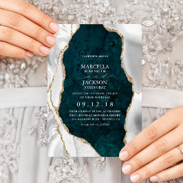 Teal Marble, Convite Para Casamento De Agato Branc