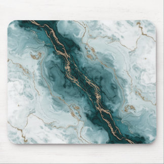 Teal Marble & Gold Vein Mousepad