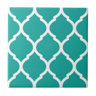 Teal Marroquino Quatrefoil, Azulejo De Cerâmica Pa