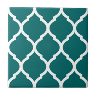 Teal Marroquino Quatrefoil, Azulejo De Cerâmica Pa
