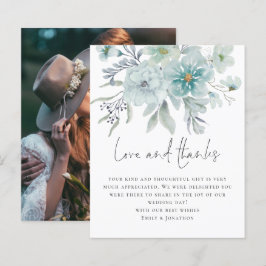 Teal Mist Florals Foto Obrigados de Amor Casamento