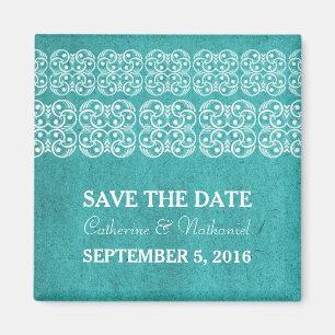 Teal Modern Bohemian Imã salve a data