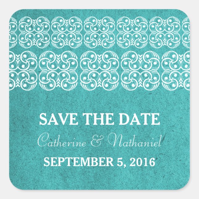 Teal Modern Bohemian Salve os adesivos de Data (Frente)