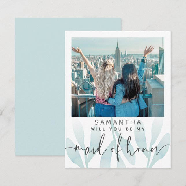 Teal Moderno Será Minha Foto Madrinha de casamento (Frente/Verso)